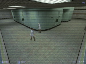 Barney sees that Gordon is on his way to work in <i>Half-Life: Blue Shift</i>.