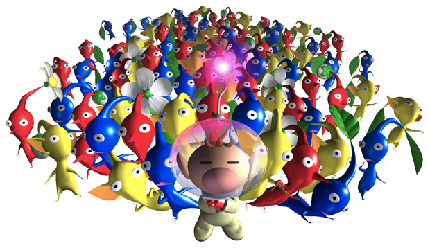 Captain Olimar and the pikmin.